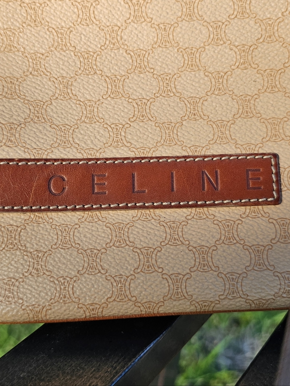 Celine Tan Monogram Shoulder Bag Vintage Bag In Beautiful Condition - Picture 12 of 15